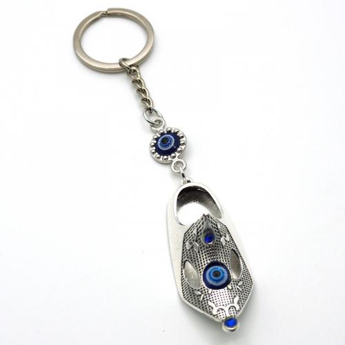 Evil Eye Key Chain, Lampwork, with Iron & Zinc Alloy, Shoes, plated, Unisex & evil eye pattern, blue, 142mm 