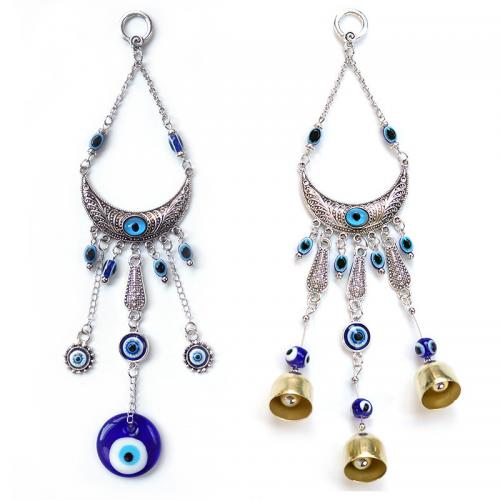 Zinc Alloy Windbell, with Glass & Resin, Round, plated, for home and office & evil eye pattern 