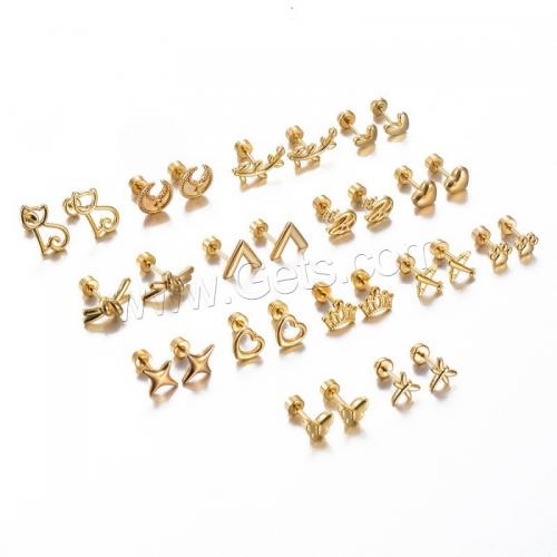 Stainless Steel Stud Earring, 304 Stainless Steel, gold color plated & for woman 
