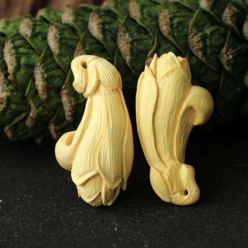 Carved Wood pendants, Самшит, Форма цветка, резной, DIY, желтый продается PC[