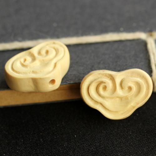 Original Wood Beads, Boxwood, Heart, Carved, DIY 