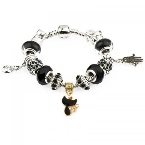 Zinc Alloy European Bracelets, with Crystal & Lampwork & Cupronickel, fashion jewelry & for woman 