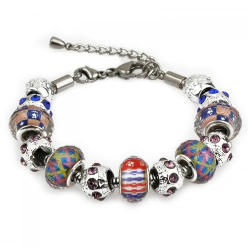 Zinc Alloy European Bracelets, with Crystal & Lampwork, fashion jewelry & for woman 