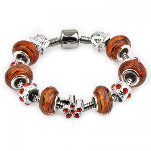 Zinc Alloy European Bracelets, with Crystal & Lampwork, fashion jewelry & for woman 