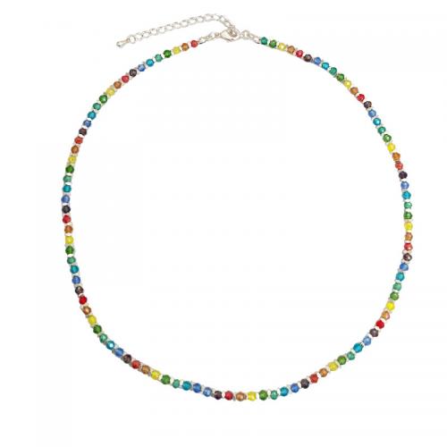 Edelstein-Chip-Halsketten, Messing, mit Obsidian & Glas, mit Verlängerungskettchen von 6CM, vergoldet, für Frau, farbenfroh, Länge:ca. 40 cm, verkauft von PC