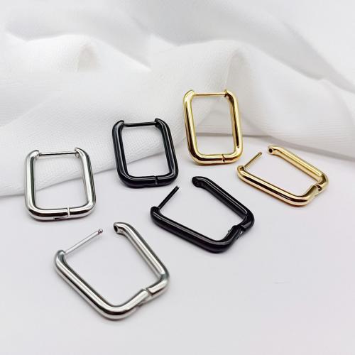Stainless Steel Leverback Earring, 304 Stainless Steel, Rectangle, Vacuum Ion Plating, Unisex 