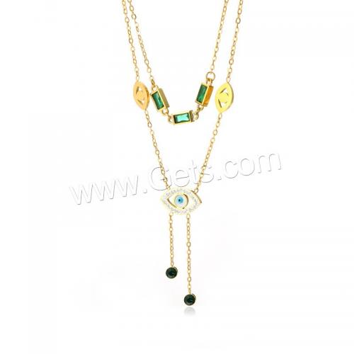 Edelstahl Schmuck Halskette, 304 Edelstahl, mit Strass, Doppelschicht & Modeschmuck & für Frau & mit Strass, keine, verkauft von PC