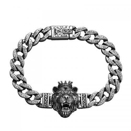Латунь браслет, Тигр, плакированный цветом под старое серебро, Винтаж & Мужская & разный размер для выбора, продается PC