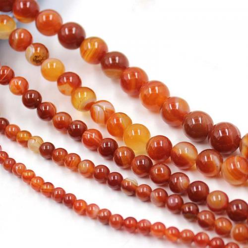 Natürliche Streifen Achat Perlen, rund, DIY & verschiedene Größen vorhanden, rot, verkauft von Strang