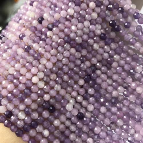 Single Gemstone Beads, Natural Lepidolite, Round, polished, DIY & faceted, purple, nickel, lead & cadmium free Approx 38 cm 