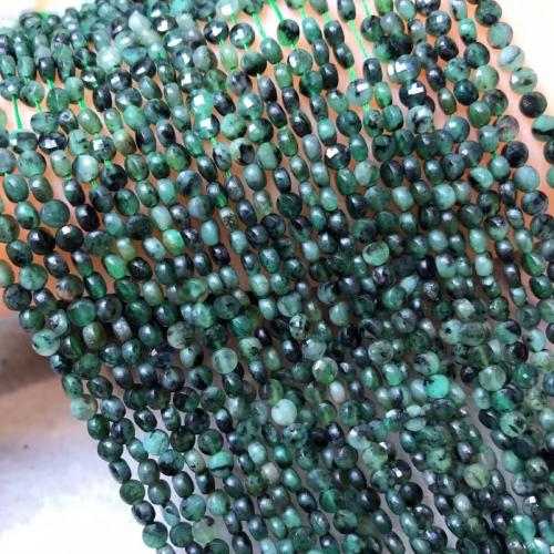 Single Gemstone Beads, Emerald, Flat Round, polished, DIY & faceted, green Approx 38 cm 