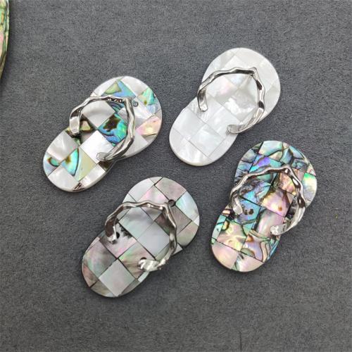Abalone Shell Pendants, with Zinc Alloy, Slipper, silver color plated, fashion jewelry & DIY, mixed colors 