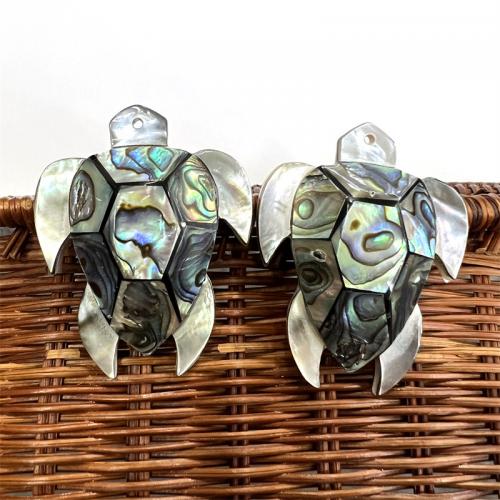 Abalone Shell Pendants, Turtle, Carved, patchwork & fashion jewelry & DIY, mixed colors 