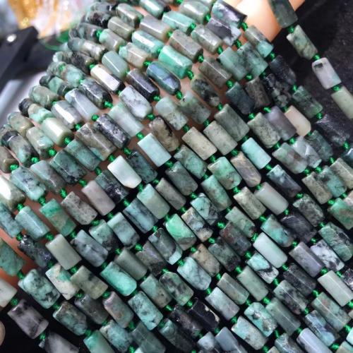 Perles de pierre gemme unique, Émeraude, pilier, poli, DIY, couleurs mélangées Environ 38 cm, Vendu par brin