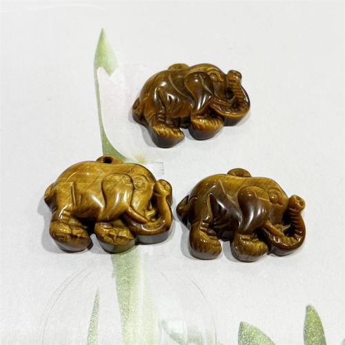 Tiger Eye Pendants, Elephant, Carved, fashion jewelry & DIY, mixed colors, 28.01mm 
