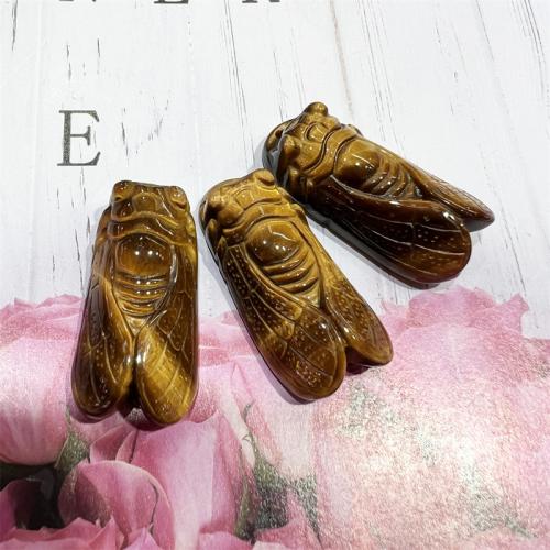 Tiger Eye Pendants, Cicada, Carved, fashion jewelry & DIY, mixed colors, 40.23mm 
