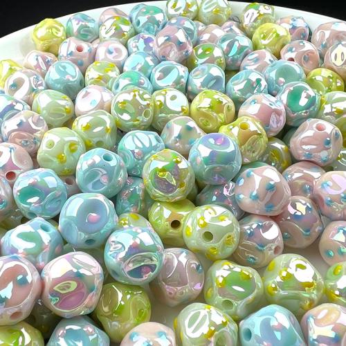 Plating Acrylic Beads, irregular, colorful plated, DIY & luminated & enamel, mixed colors, 15mm, Approx 