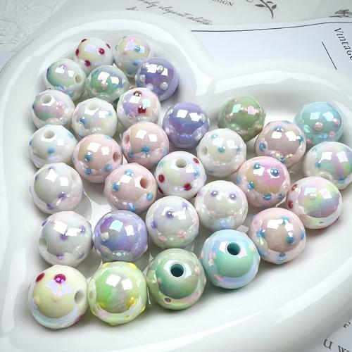 Plating Acrylic Beads, Round, colorful plated, DIY & luminated & enamel, mixed colors, 16mm, Approx 