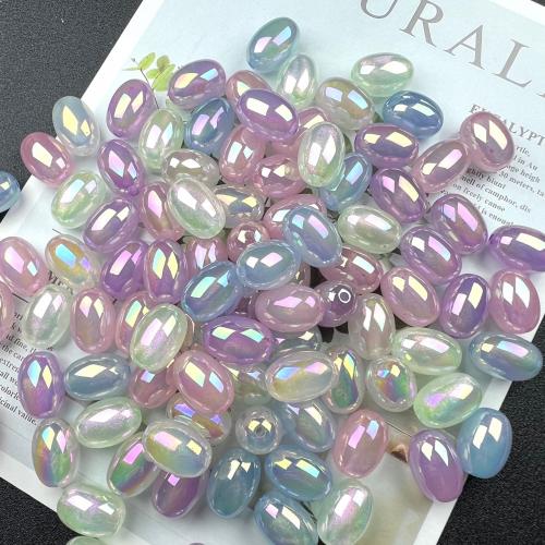 Plating Acrylic Beads, Oval, colorful plated, DIY, mixed colors Approx 