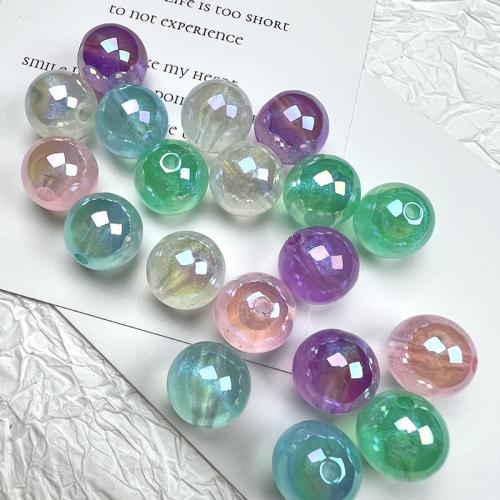 Perles acryliques plaquée, Acrylique, Rond, Placage UV, DIY & lumineux, couleurs mélangées, 16mm, Environ Vendu par sac