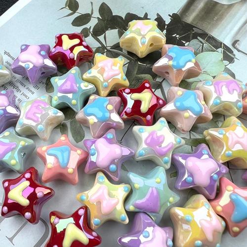 Plating Acrylic Beads, Star, colorful plated, DIY & luminated, mixed colors, 19mm, Approx 