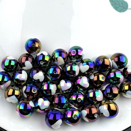 Plating Acrylic Beads, Round, DIY, 16mm, Approx 