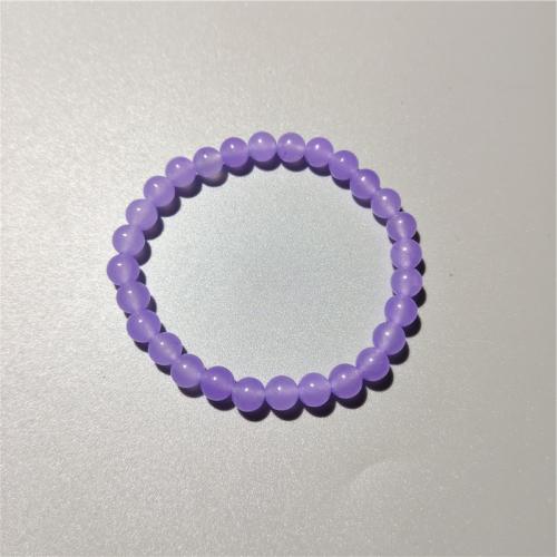 Gemstone Bracelets, Purple Chalcedony, Round, fashion jewelry & for woman, purple Approx 18 cm 