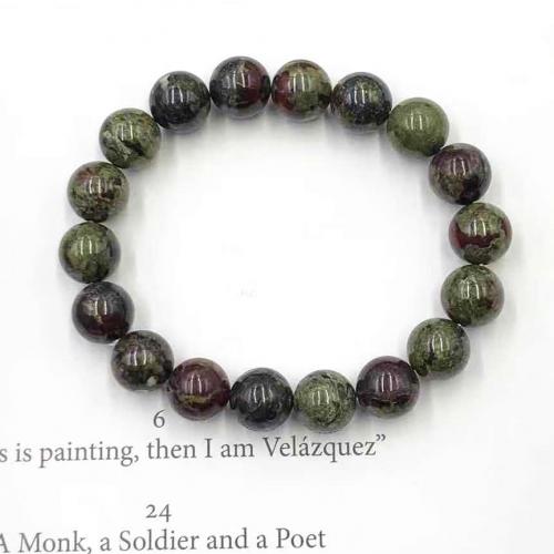 Gemstone Bracelets, Dragon Blood stone, Round, fashion jewelry & Unisex mixed colors Approx 18 cm 