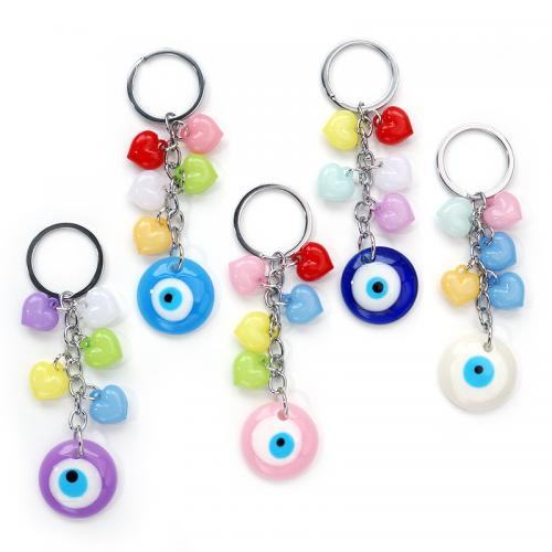 Evil Eye Key Chain, Iron, with Resin & Acrylic, Heart, plated, fashion jewelry & evil eye pattern 115mm 
