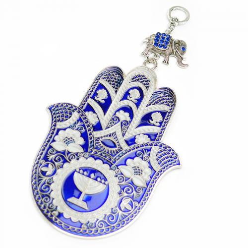 Zinc Alloy Hanging Decoration, Hand, silver color plated, enamel & with rhinestone 190mm 