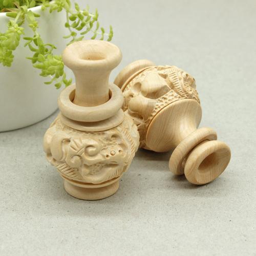 Original Wood Beads, Boxwood, Vase, Carved, DIY, yellow 