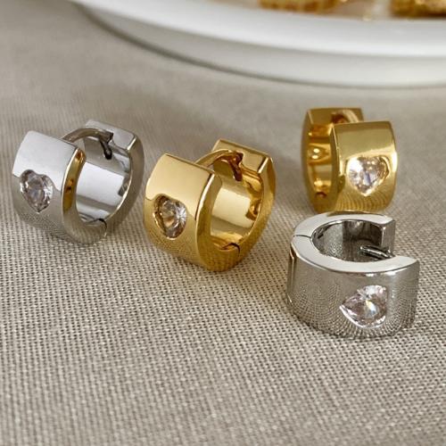 Cubic Zirconia Pendiente Brass Micro Pave, metal, Joyería & micro arcilla de zirconia cúbica & para mujer, más colores para la opción, Vendido por Par