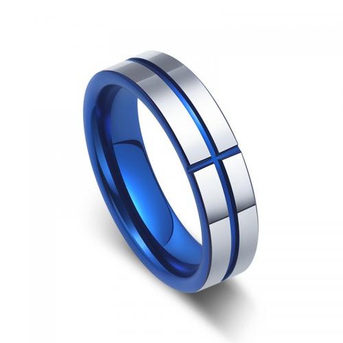 Tungsten Alloy Finger Ring, polished, fashion jewelry & for man, blue [