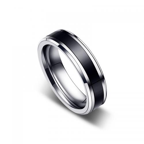 aleación de tungsteno anillo, pulido, Joyería & diverso tamaño para la opción & para hombre, Negro, wide:6mm, Vendido por UD