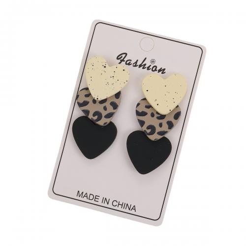 Resin Drop Earring, Zinc Alloy, with Resin, Heart, fashion jewelry & for woman 