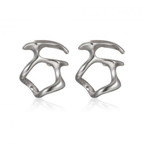 Zinc Alloy Stud Earring, fashion jewelry & for woman & hollow, silver color 