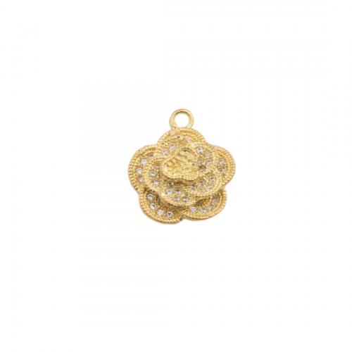 Cubic Zirconia Micro Pave Brass Pendant, petals, plated, DIY & micro pave cubic zirconia, gold Approx 1.5mm 
