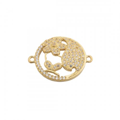 Cubic Zirconia Micro Pave Brass Connector, plated, DIY & micro pave cubic zirconia, gold Approx 1mm 