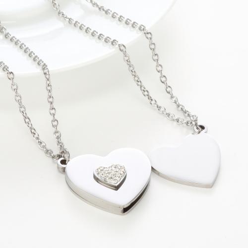 Stainless Steel Jewelry Necklace, 304 Stainless Steel, with Rhinestone, fashion jewelry & Unisex & with rhinestone Approx 55 cm 