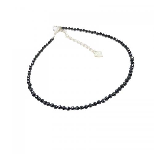 Черный-Спинель браслет, с 925 пробы, с 2inch наполнитель цепи, ювелирные изделия моды & Женский, длина:Приблизительно 6.3 дюймовый, продается PC