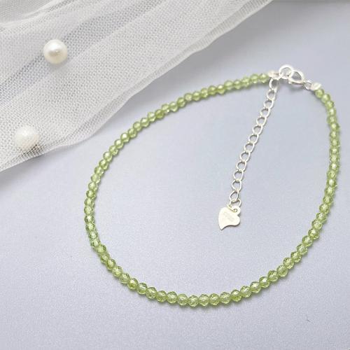 Peridot Stone Bracelet and Necklace, with 925 Sterling Silver & for woman 