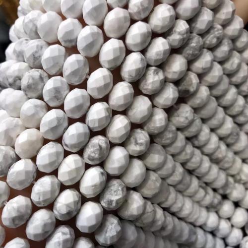 Single Gemstone Beads, Howlite, Abacus, polished, DIY & faceted, white Approx 38 cm 