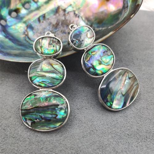Brass Shell Pendants, Abalone Shell, with Brass, silver color plated, DIY, multi-colored 
