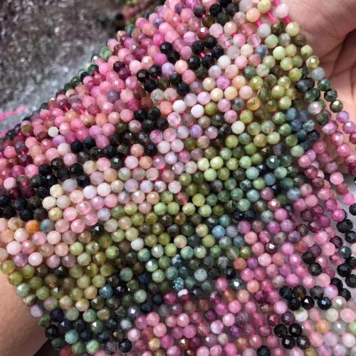 Natural Tourmaline Beads, Round, polished, DIY & faceted, mixed colors, Length about 4-4.5mm Approx 38 cm 