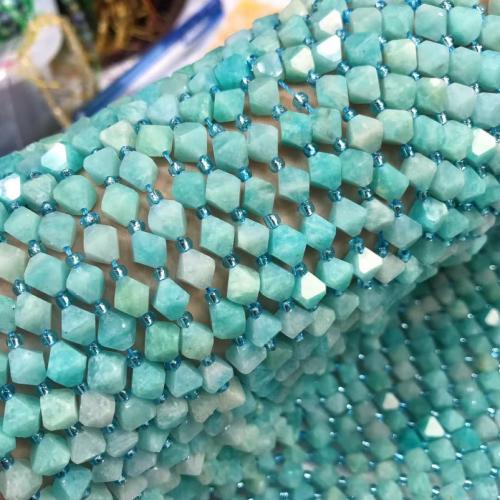 Amazonit Perlen, Rhombus, poliert, DIY & facettierte, blau, 7x8mm, Länge:ca. 38 cm, verkauft von Strang