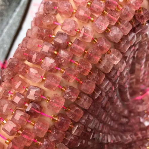 Mix Color Quartz Beads, Strawberry Quartz, Square, polished, DIY & faceted, pink Approx 38 cm 