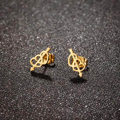 Stainless Steel Stud Earring, 304 Stainless Steel, Heart, Vacuum Ion Plating, fashion jewelry & for woman & hollow 
