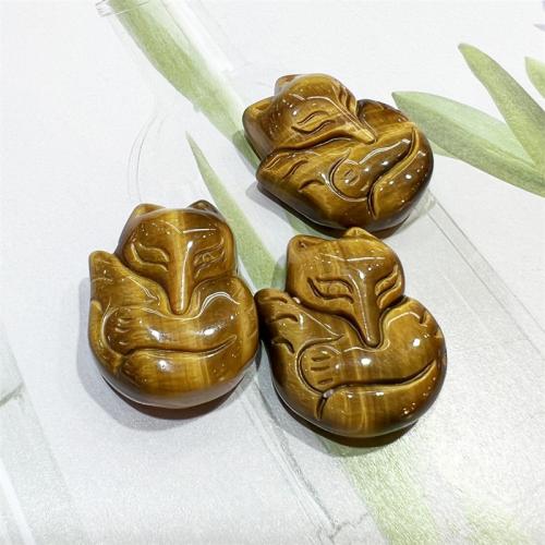 Tiger Eye Pendants, Fox, Carved, fashion jewelry & DIY, mixed colors, 25.74mm 