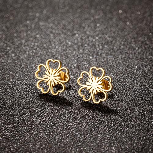 Stainless Steel Stud Earring, 304 Stainless Steel, Flower, Vacuum Ion Plating, fashion jewelry & for woman & hollow 12mm 
