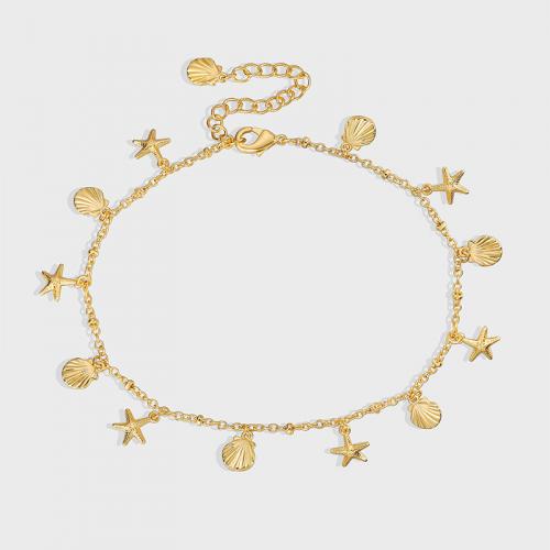 Brass Anklet, 18K gold plated, fashion jewelry & for woman Approx 25-26.5 cm 